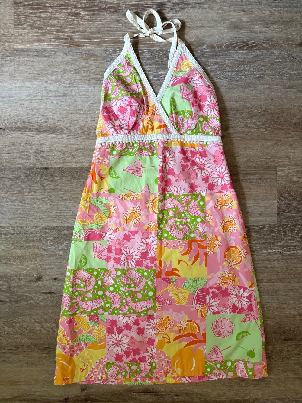Vintage Lilly Pulitzer patchwork halter dress